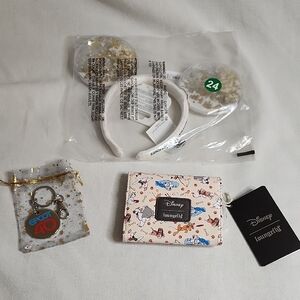 2024 Disney Snowglobe Ears, Epcot "40" Keychain & Loungefly Dogs Wallet Set